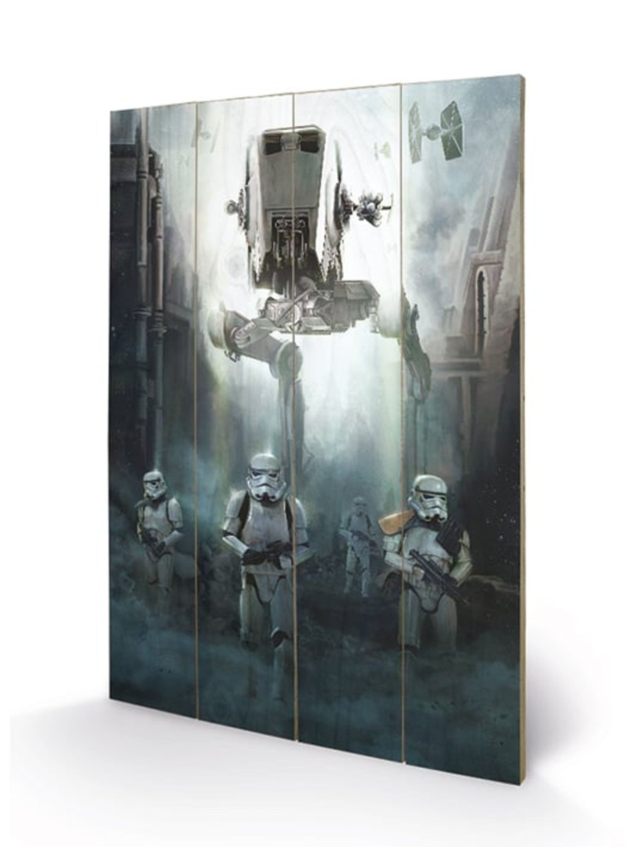 Decoratie Pyramid | Star Wars Rogue One - Wood Print 40X59 - Stormtrooper Patrol