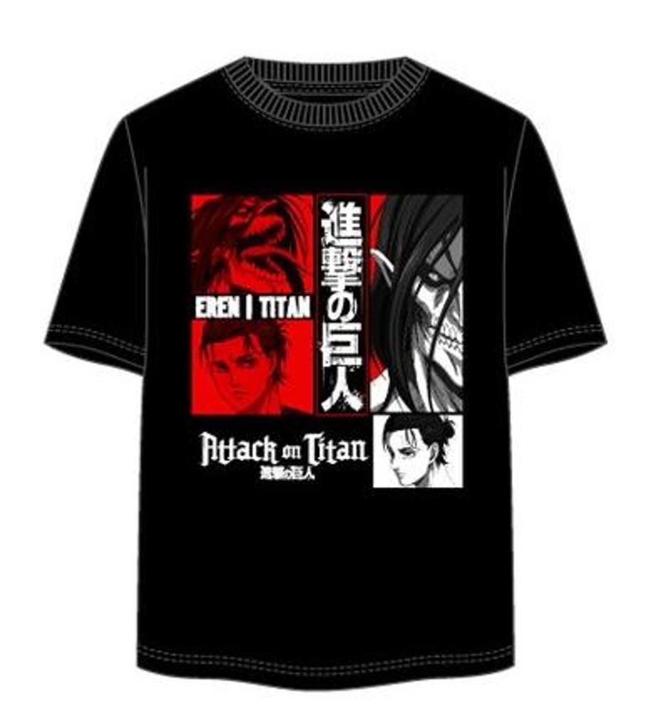 Kleding ShopForGeek | Attack On Titans - Eren Yeager - Unisex T-Shirt Black (S)