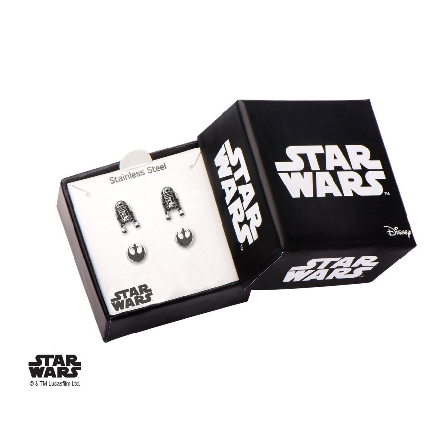 Accessoires S1 Studio | Star Wars - 3D R2D2 And Rebel Alliance Symbol Stud Earring Set