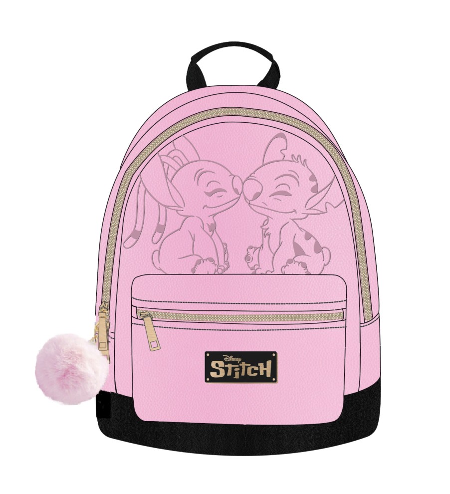 Accessoires Red Robin | Stitch & Angel - Pink & Black - Fashion Backpack - '28X22X11Cm'