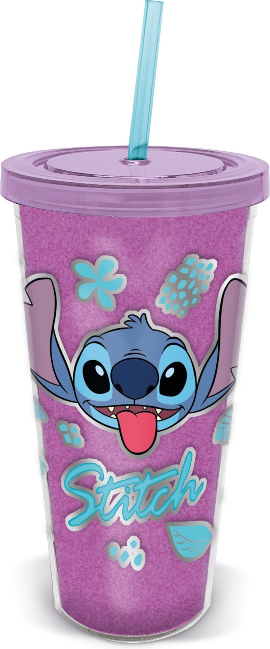 Keuken Stor | Stitch - Purple Glitter - Fashion Straw Tumbler - Size 560Ml