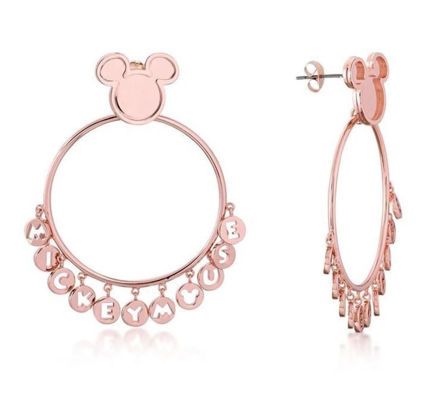 Accessoires Couture Kingdom | Disney Mickey Mouse - Word Earrings 'Rose Gold Plated'