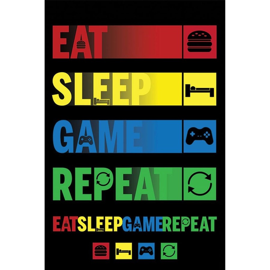 Decoratie Pyramid | Divers - Eat Sleep Repeat - Poster 61 X 91Cm