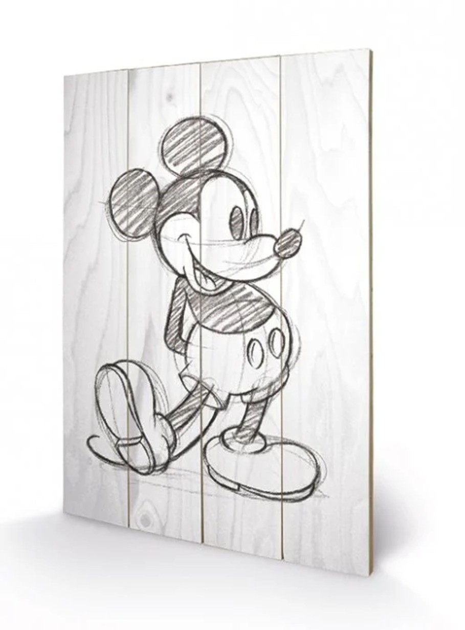 Decoratie Pyramid | Disney - Printing On Wood 40X59 - Mickey Mouse Black / White