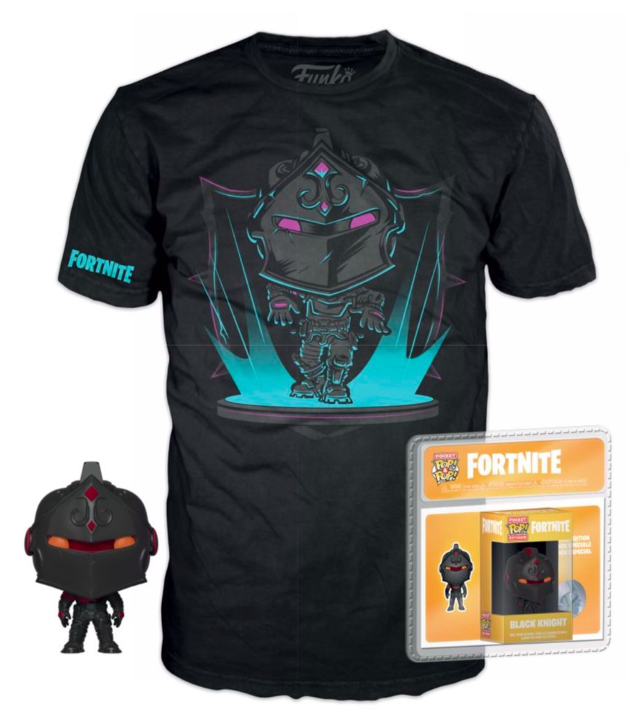 Kleding Funko Tees | Fortnite - Boxed T-Shirt Pop + Pocket Pop - Black Knight (L)