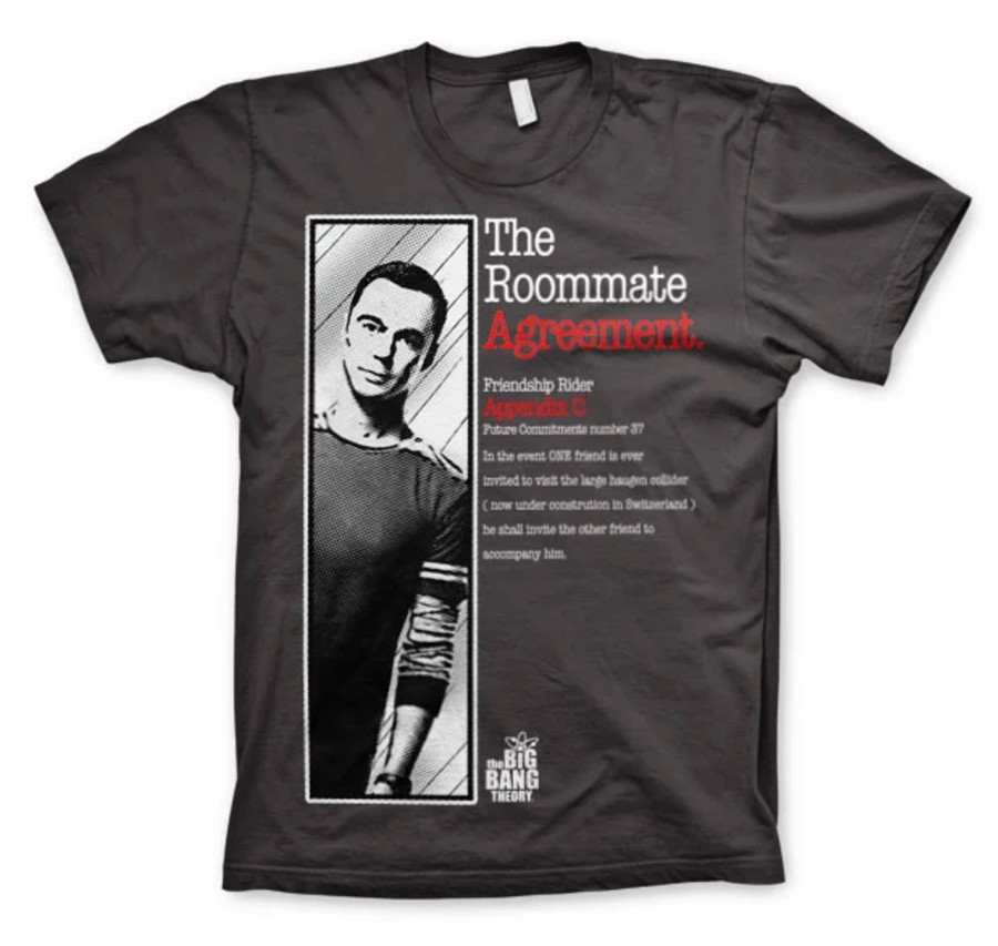 Kleding ShopForGeek | The Big Bang Theory - T-Shirt The Roommate Agreement - Grey (S)