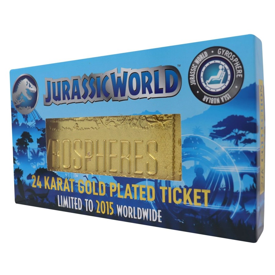 Decoratie Fanattik | Jurassic World - Gyrosphere - 24K Gold Plated Collector Ticket