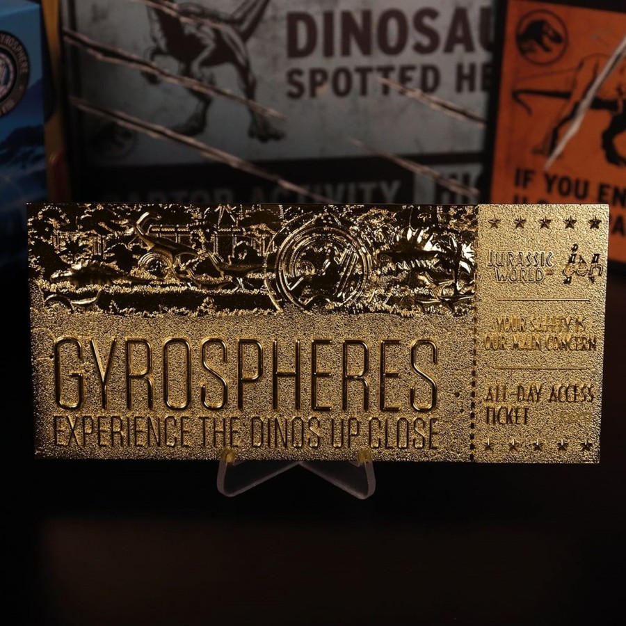 Decoratie Fanattik | Jurassic World - Gyrosphere - 24K Gold Plated Collector Ticket