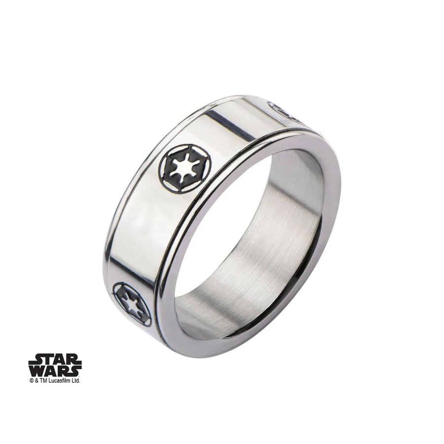 Accessoires S1 Studio | Star Wars - Men'S Stainless Steel Empire Symbol Spinner Ring - Size 10