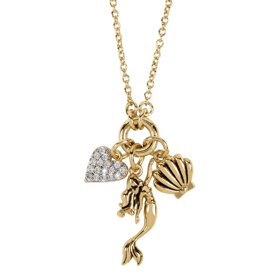 Accessoires Peershardy | Little Mermaid - Gold Brass Plated Necklace + 3 Charms