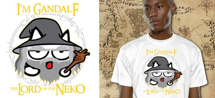 Kleding ShopForGeek | Geek Collection - T-Shirt Neko Gandalf - White (S)