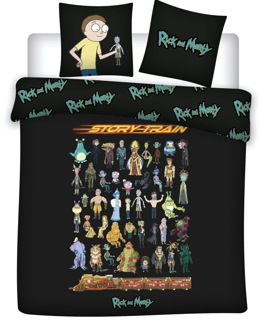 Decoratie AyMax | Rick & Morty - Duvet Cover 240X220Cm - Story Train '100% Coton'