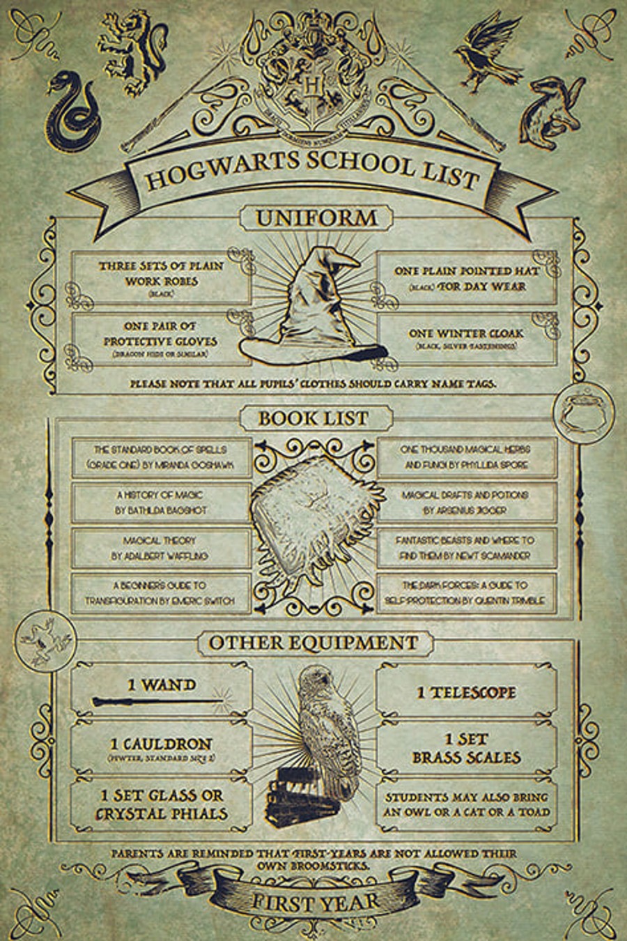 Decoratie Pyramid | Harry Potter - Poster 61X91 - Hogwarts School List