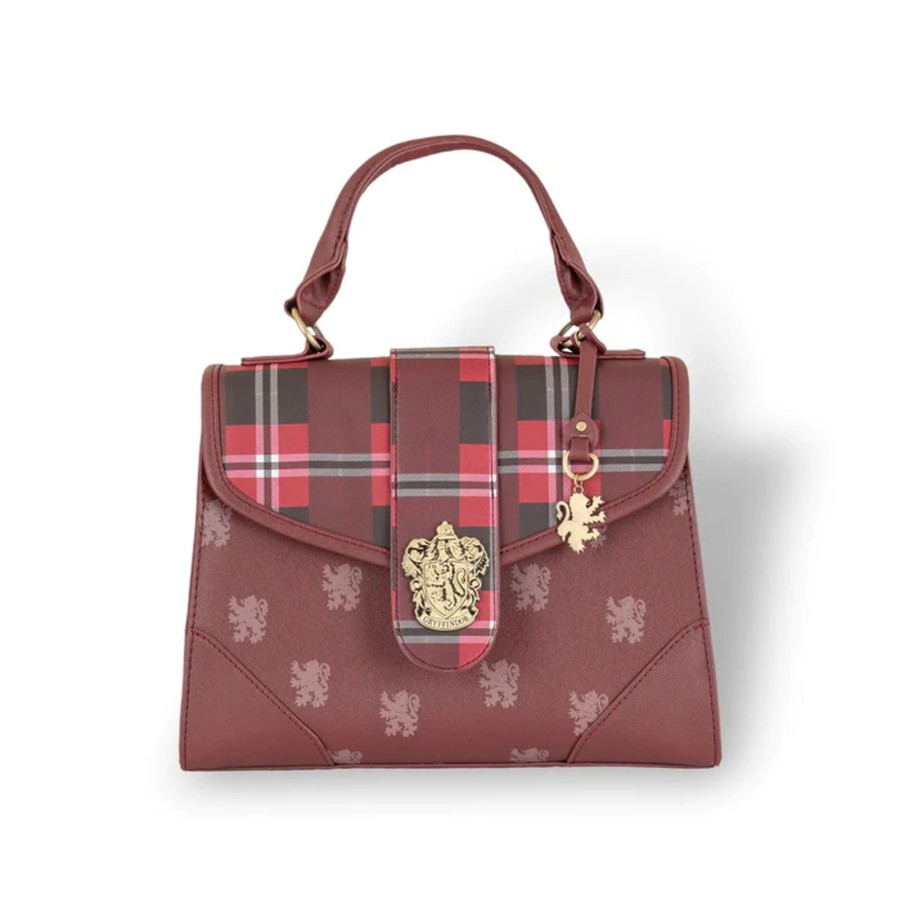 Accessoires Bioworld International | Harry Potter - Gryffindor - Luxury Plaid Top Handbag + Charms 29X22Cm