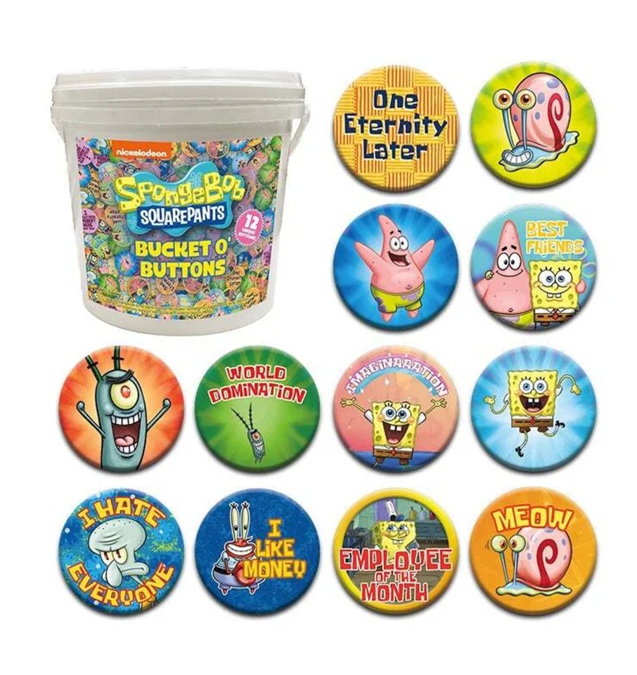 Accessoires Aquarius | Spongebob Squarepants - Bucket Of Buttons 144 Pieces 3.2Cm