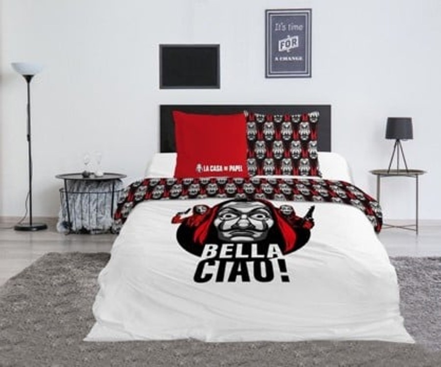 Decoratie AyMax | Casa De Papel - Parure De Lit 240X220Cm - Bella Ciao '100% Coton'