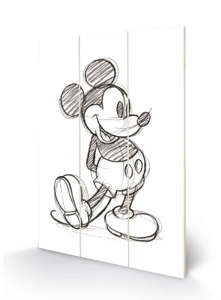 Decoratie Pyramid | Disney - Wood Print 20X29.5 - Mickey Mouse Sketched