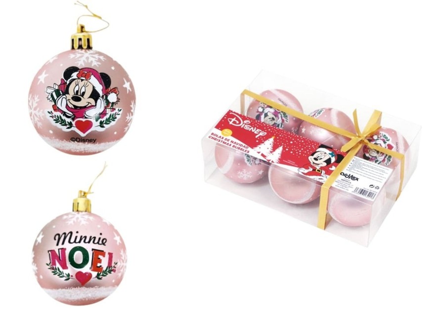 Decoratie ShopForGeek | Minnie - Pink - 6 Christmas Baubles Pack - 8 Cm