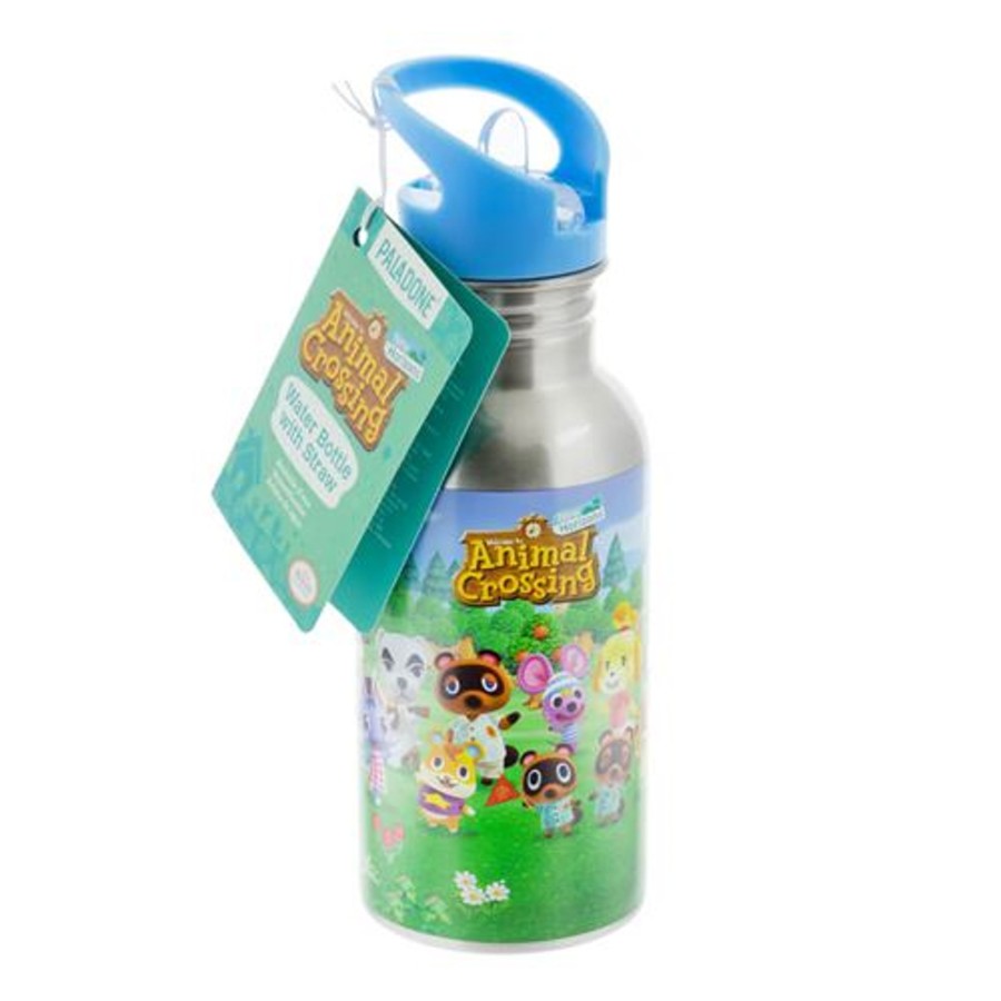 Keuken Paladone | Animal Crossing - Metal Water Bottle With Straw 500Ml