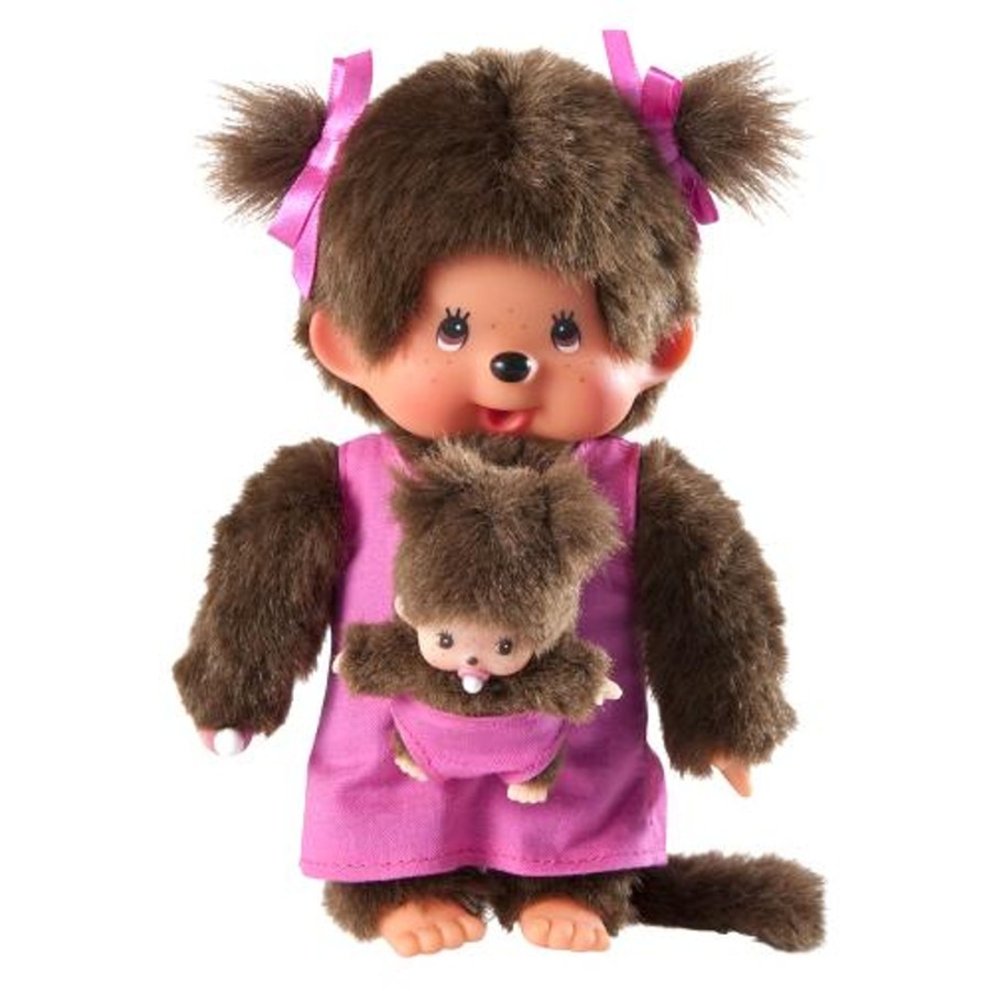 Figuren Bandai Red | Monchhichi - Mom & Pink Baby - Plush 20Cm