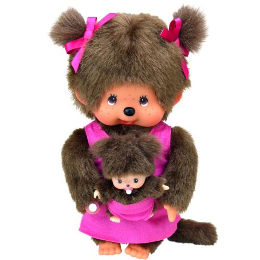 Figuren Bandai Red | Monchhichi - Mom & Pink Baby - Plush 20Cm