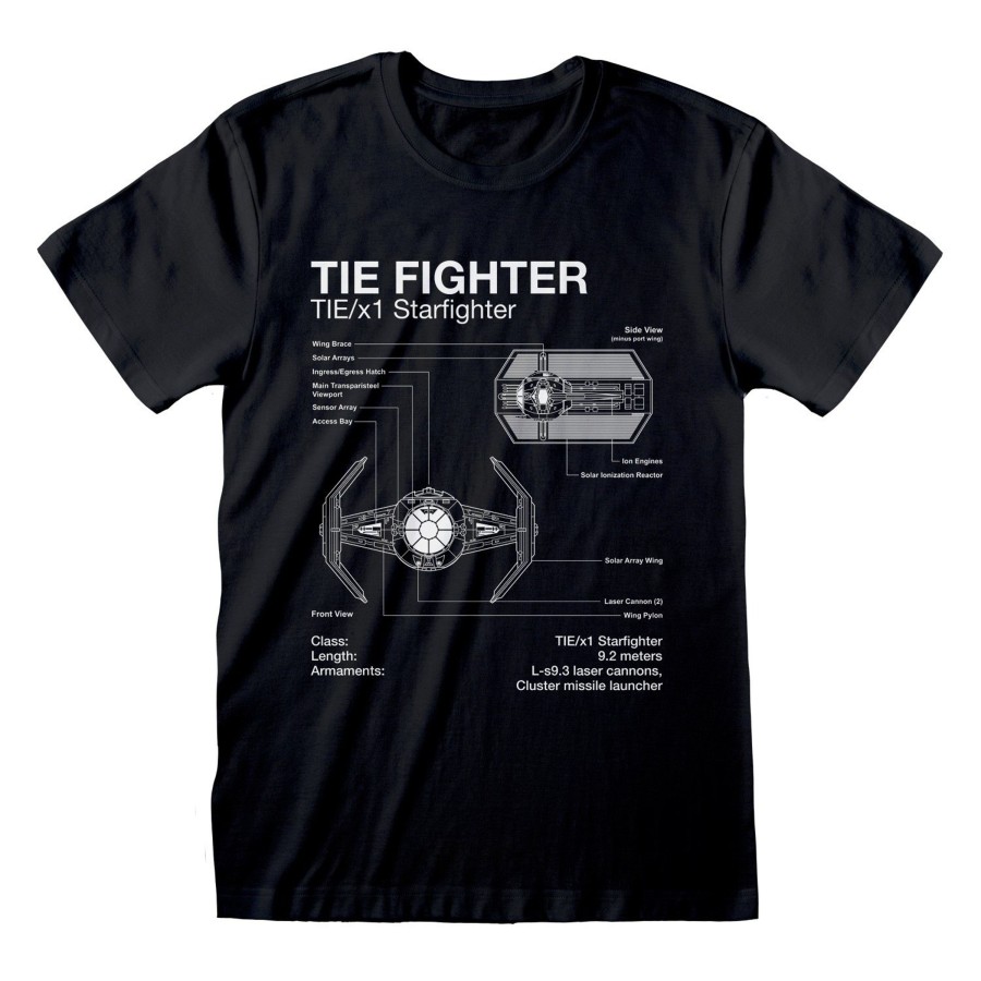 Kleding STAR WARS | Star Wars - T-Shirt - Tie Fighter Sketch (S)