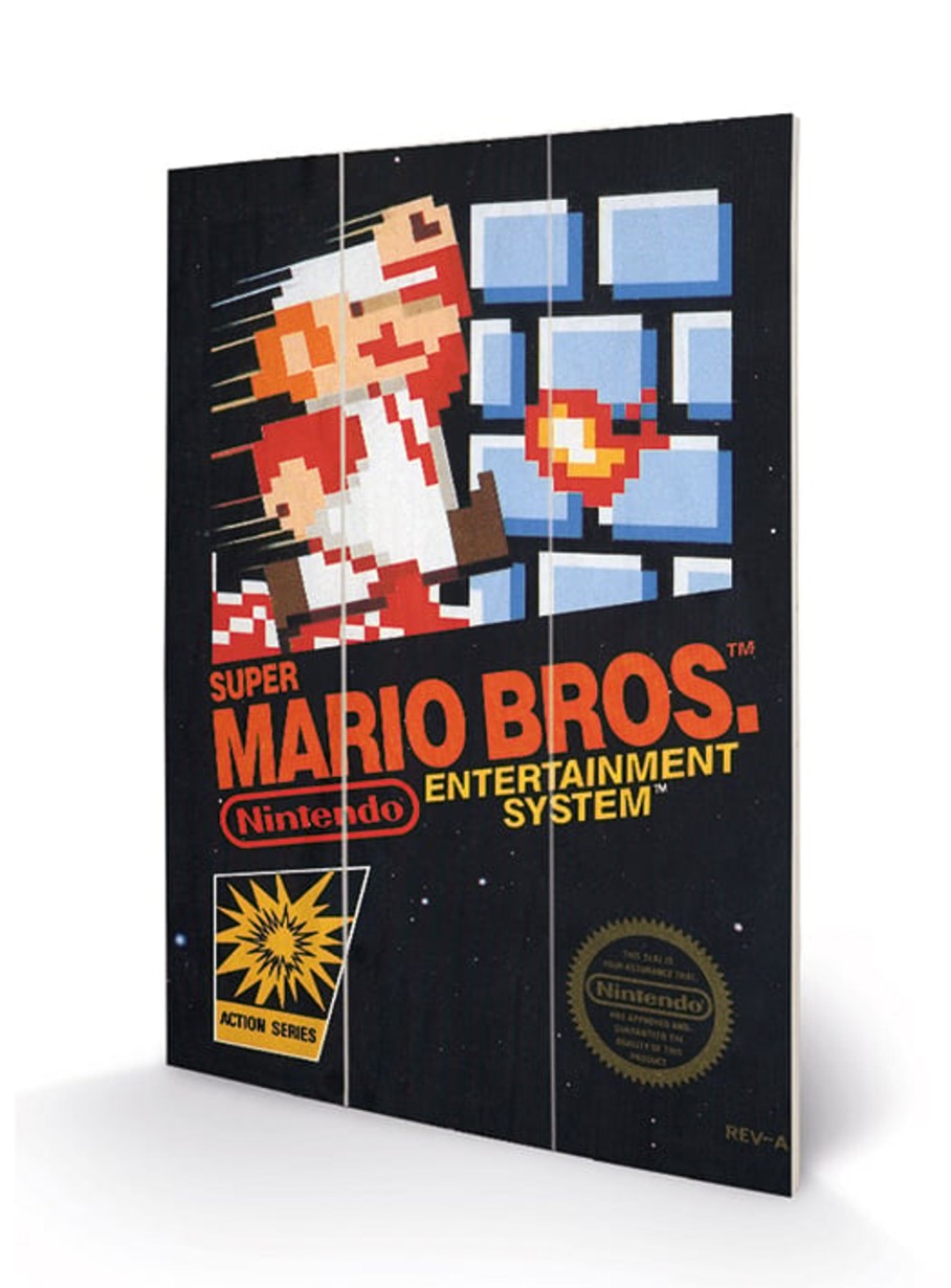 Decoratie Pyramid | Super Mario Bros - Wood Print 20X29.5 - Nes Cover