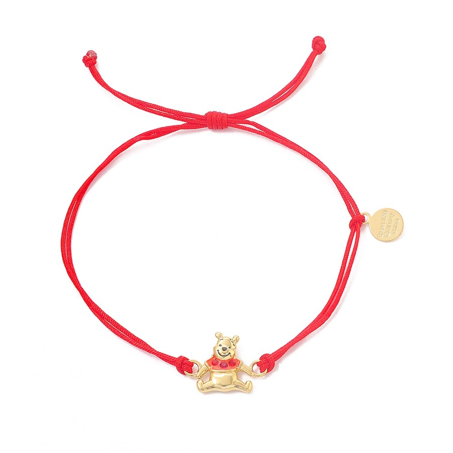 Accessoires Peershardy | Winnie The Pooh - Adjustable Cord Bracelet + Plated Brass Pendant