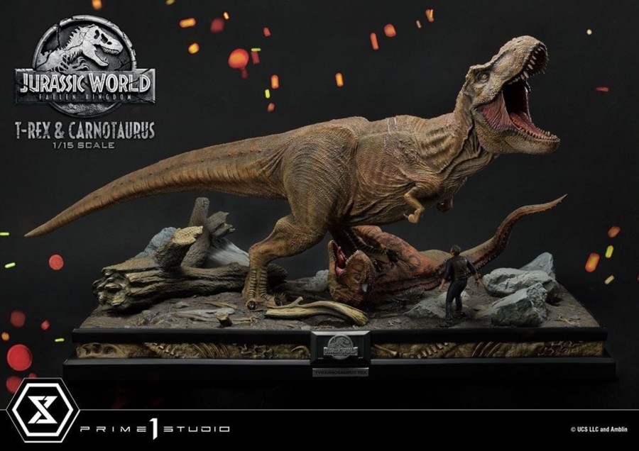 Figuren Prime 1 Studio | Jurassic World - T-Rex & Carnotaurus - Statue '49X90X51Cm'