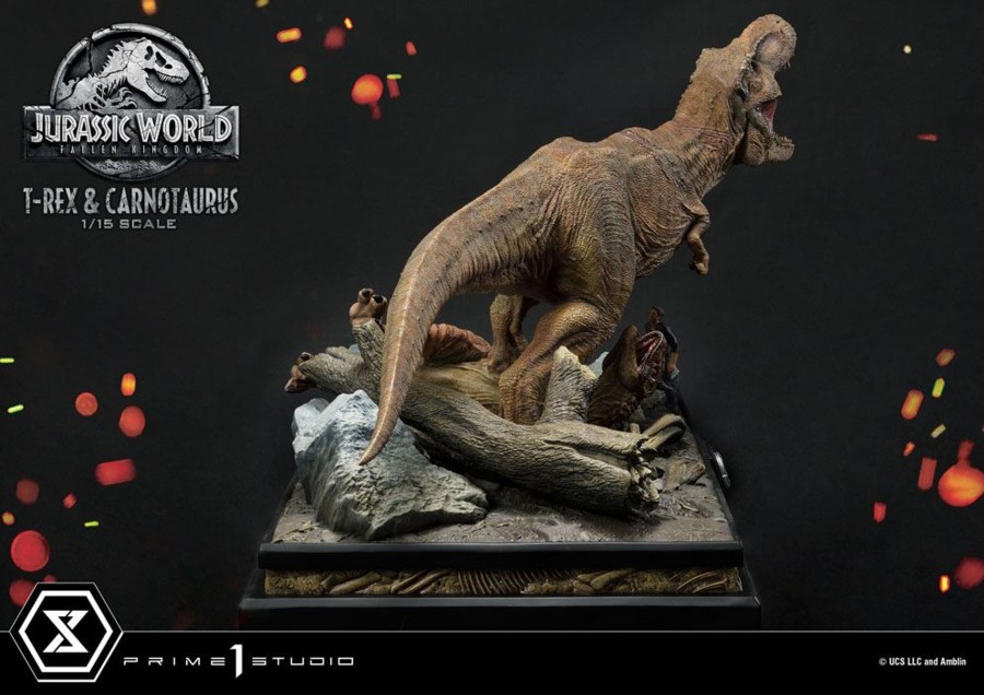 Figuren Prime 1 Studio | Jurassic World - T-Rex & Carnotaurus - Statue '49X90X51Cm'