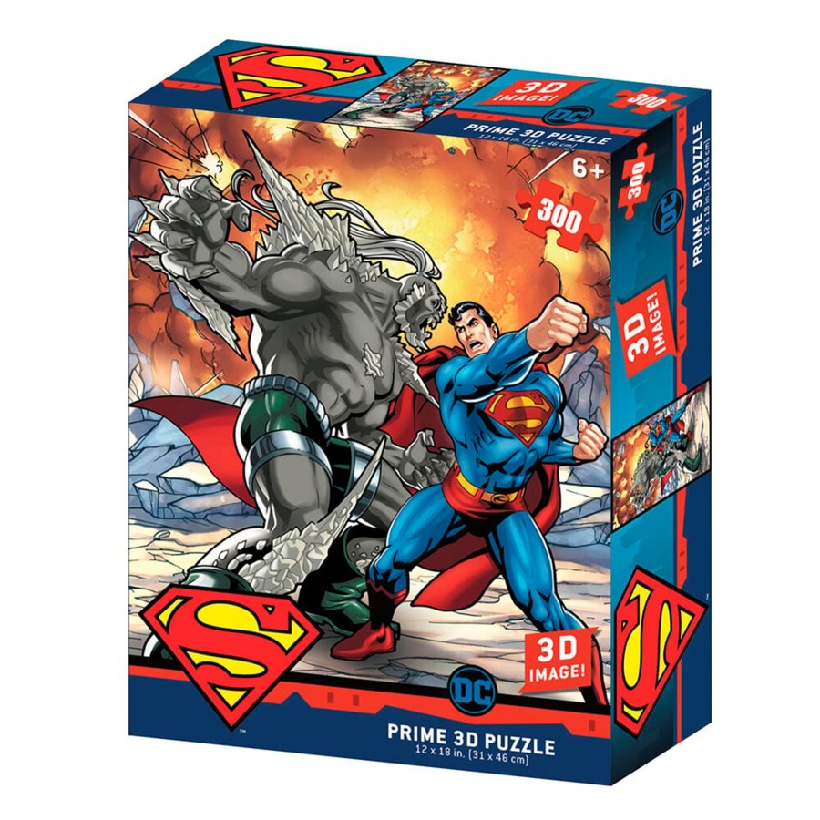 Spelletjes Prime 3D | Superman - Vs Doomdsday - Lenticular Puzzle 3D 300P '46X31Cm'