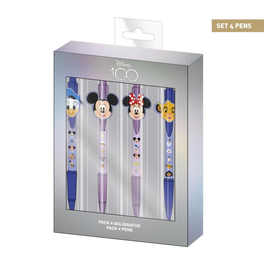 Kantoor Cerda | Disney 100 Ans - Characters - Set De 4 Ball-Point Pens