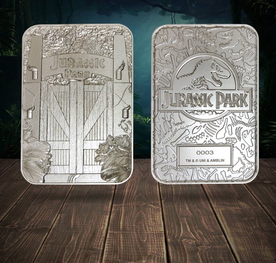 Decoratie Fanattik | Jurassic Park - Entrance Gates - Silver Plated Collector Ticket