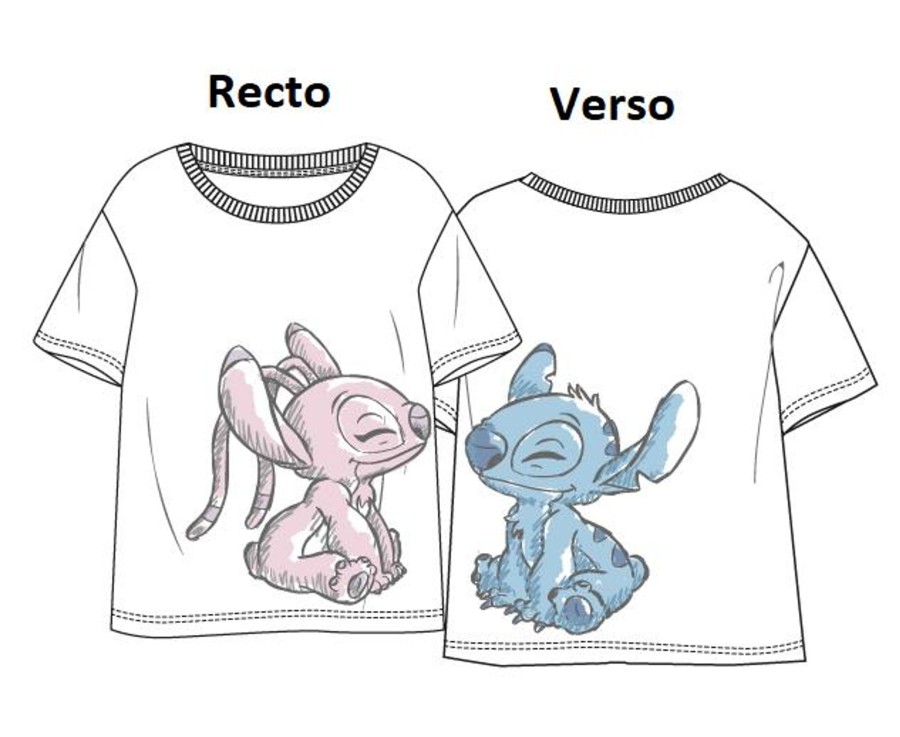 Kleding ShopForGeek | Lilo & Stitch - Stitch & Angel - Unisex T-Shirt White (S)