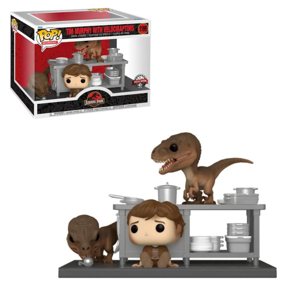 Figuren Funko | Jurassic Park - Pop Moments N° 1199 - Tim & Velociraptors S.E.