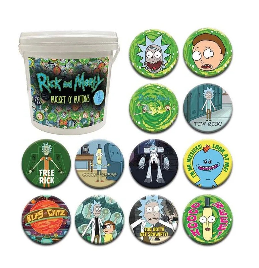 Accessoires Aquarius | Rick And Morty - Bucket Of Buttons 144 Pieces 3.2Cm