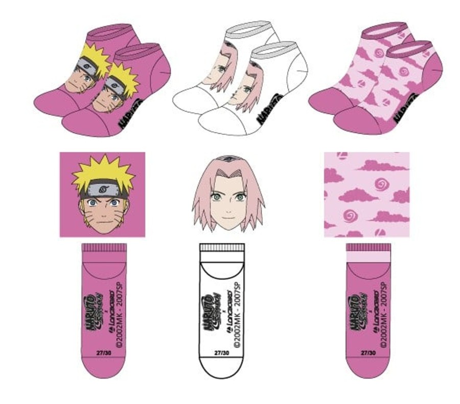 Kleding NARUTO | Naruto - Naruto & Sakura - Pack Of 3 Woman Low Socks (T27/30)