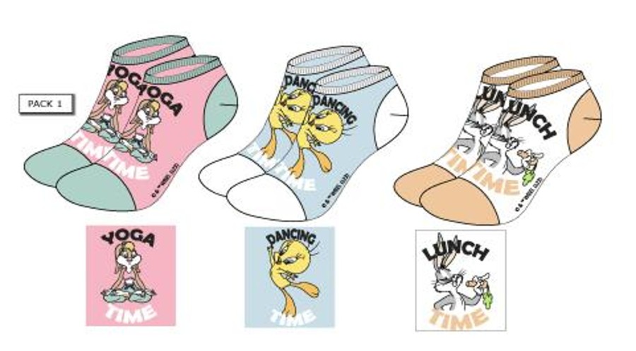 Kleding LOONEY TUNES | Looney Tunes - Bugs Bunny - Pack Of 3 Woman Socks Pack 1 (T36/38)