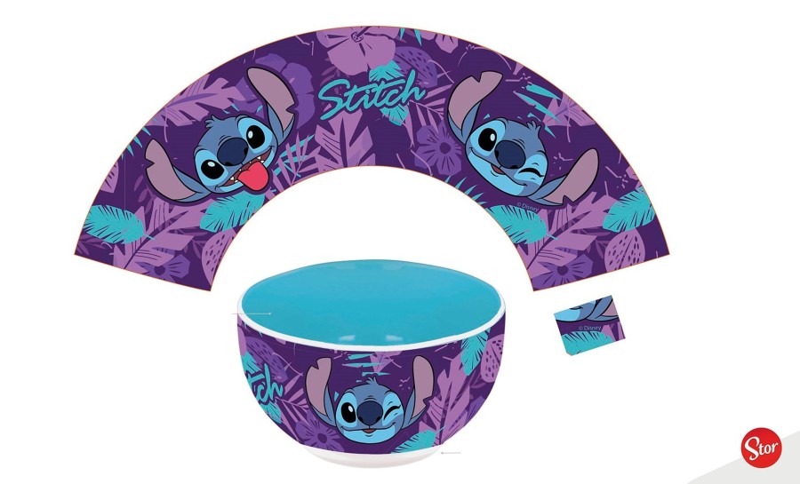 Keuken Stor | Stitch - Purple Flower - Ceramic Bowl In Gift Box - 600Ml