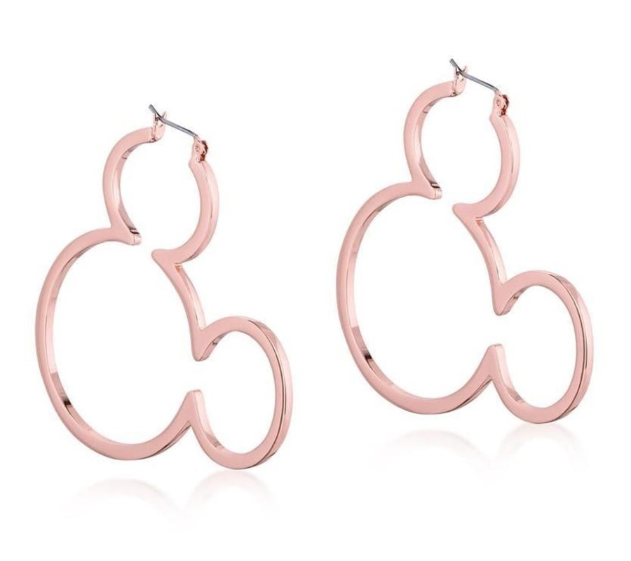 Accessoires Couture Kingdom | Disney Mickey Mouse - Outline Hoop Earrings 'Rose Gold Plated'