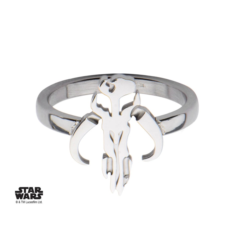 Accessoires S1 Studio | Star Wars - Women'S Stainless Steel Mandalorian Sym Cut Ring - Size 6