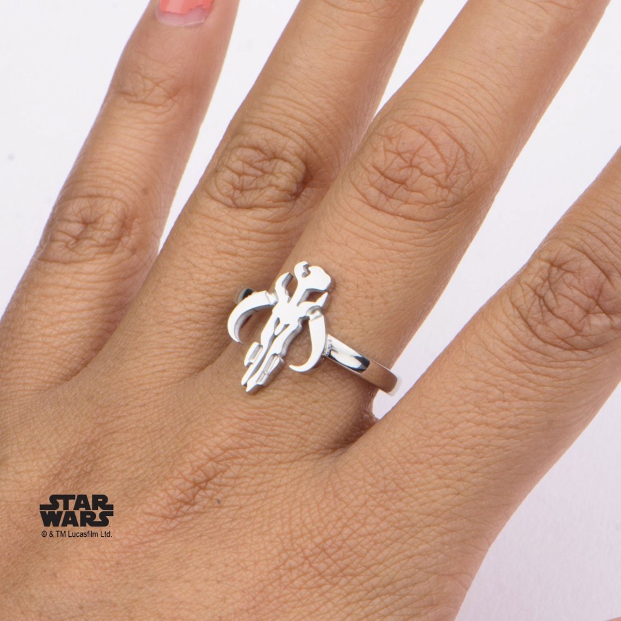 Accessoires S1 Studio | Star Wars - Women'S Stainless Steel Mandalorian Sym Cut Ring - Size 6