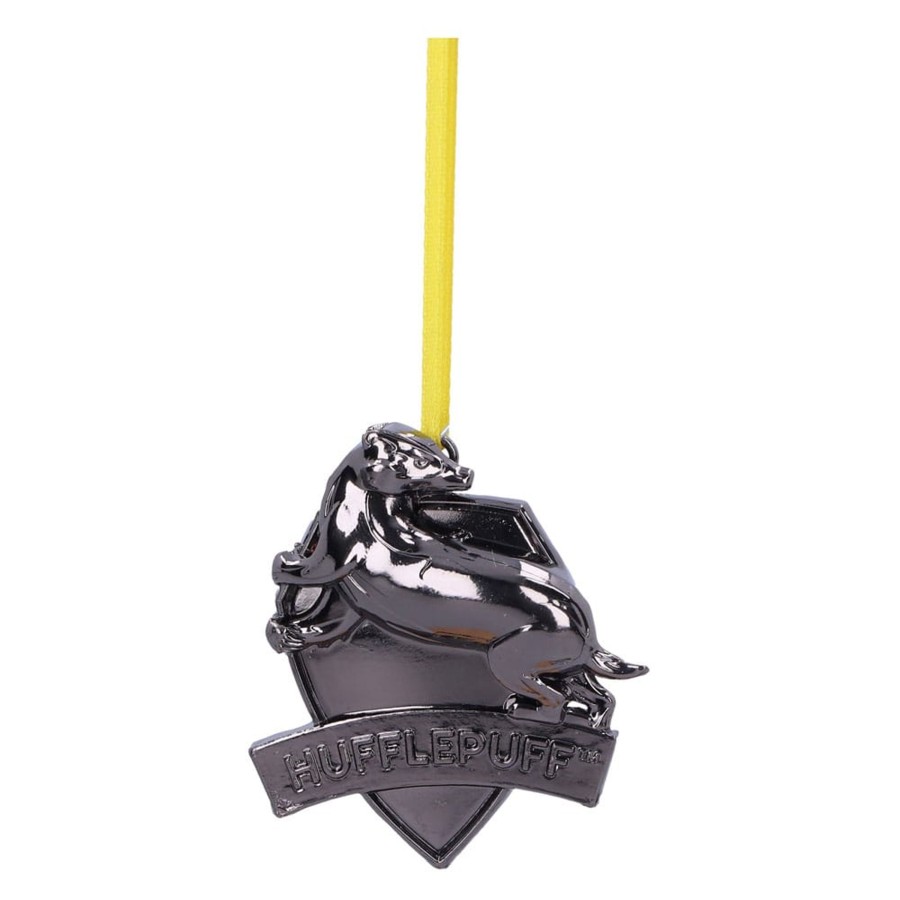 Decoratie Nemesis | Harry Potter - Hufflepuff Crest (Silver) - Hanging Ornament 6Cm