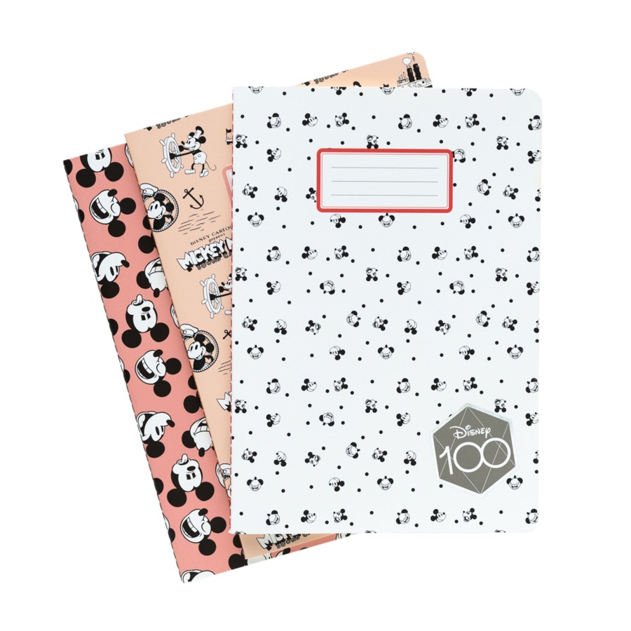 Kantoor ShopForGeek | Disney 100 Years - Mickey - 3 Pack Of Notebooks - Size A5