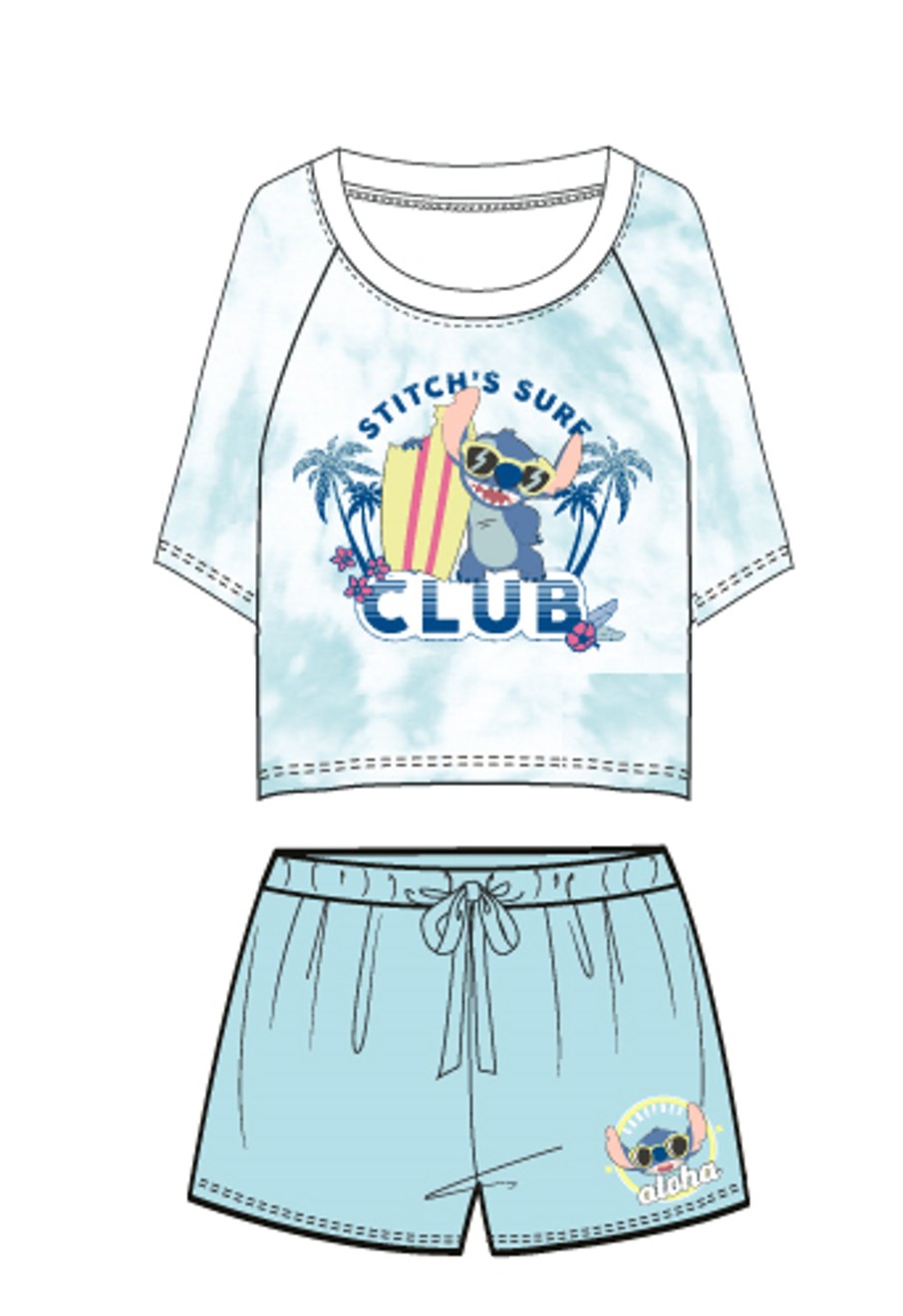 Kleding DISNEY | Disney- Stitch'S Surf Club - Short Blue Woman Pyjama (S)