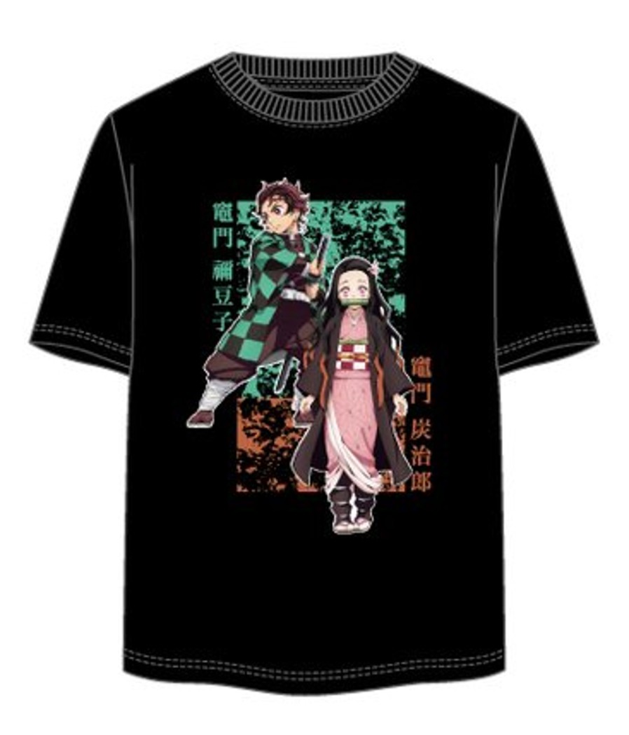 Kleding ShopForGeek | Demon Slayer - Tanjiro & Nezuko - Unisex T-Shirt Black (S)