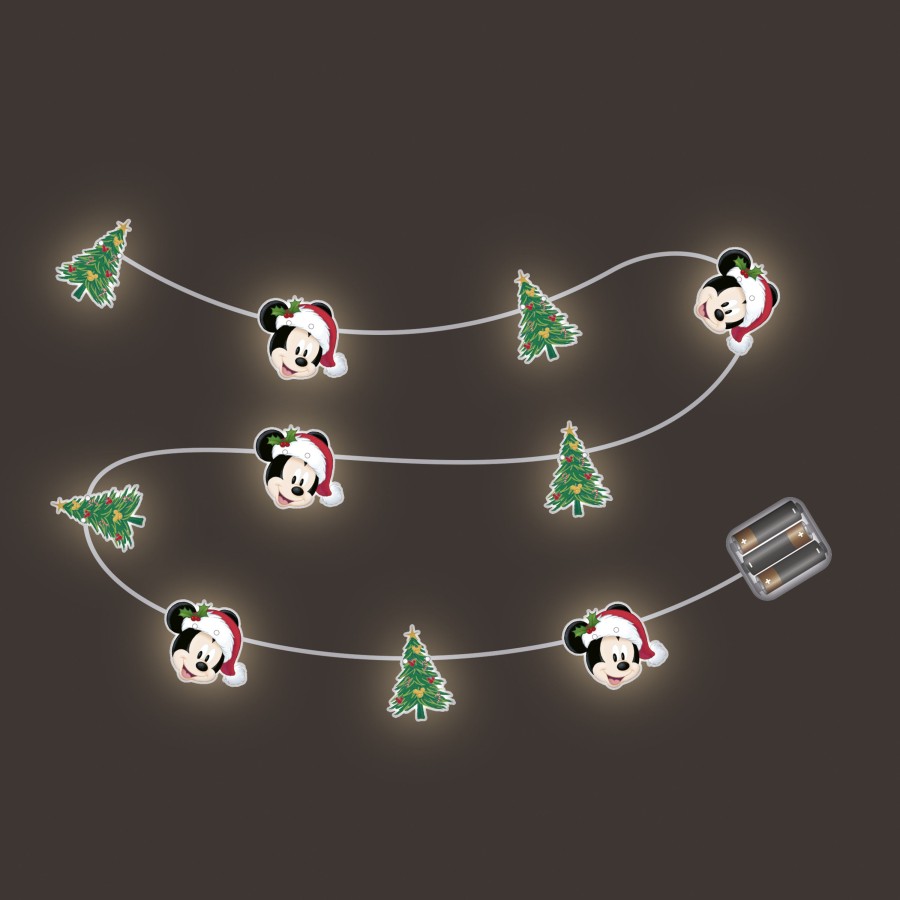 Decoratie ShopForGeek | Mickey - Christmas Lighted Garland - 10 Led - 30 Cm