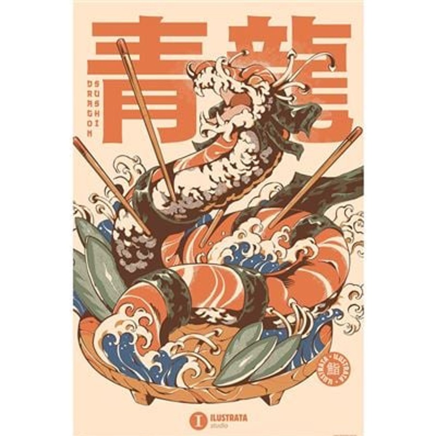 Decoratie Pyramid | Ilustrata - Dragon Sushi - Poster 61 X 91Cm