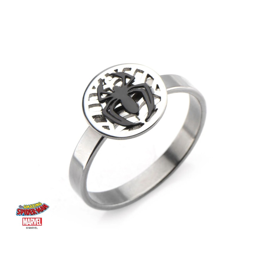 Accessoires S1 Studio | Marvel - Women'S Silver Plated Brass Spider-Man Ring - Size 6