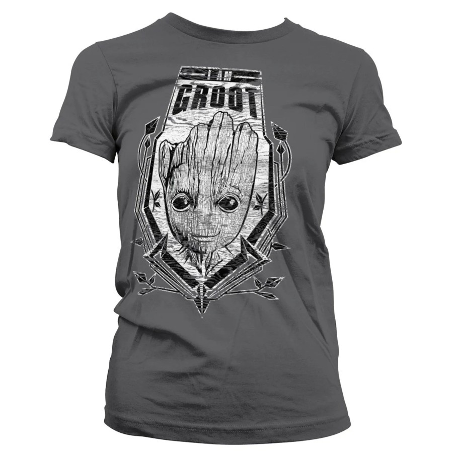 Kleding H.O. | Guardians Of The Galaxy - T-Shirt Groot Distressed Shield - Girl (Xl)